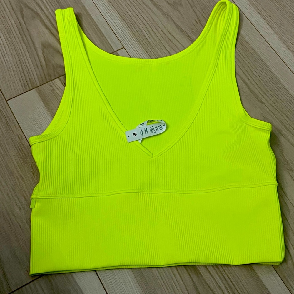 NWOT highlighter yellow lululemon top size 6